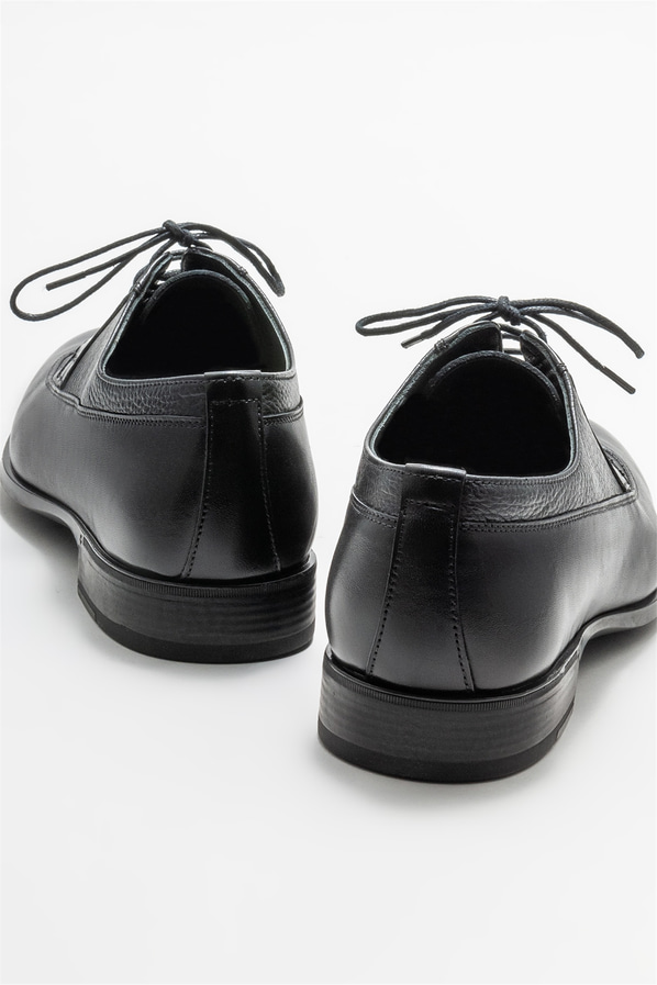 Siyah deri erkek klasik ayakkabı - Elle Shoes