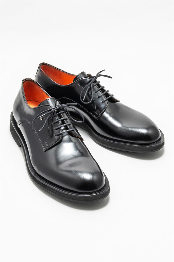 Siyah deri erkek klasik ayakkabı - Elle Shoes