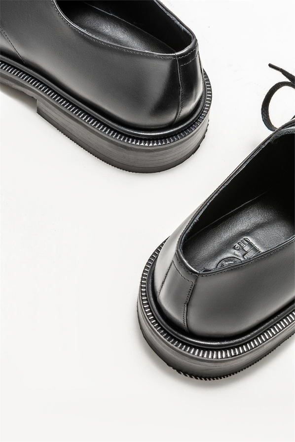 Siyah deri erkek klasik ayakkabı - Elle Shoes
