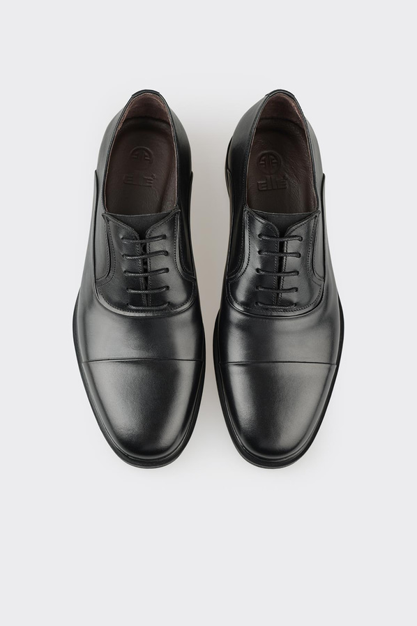 Siyah deri erkek klasik ayakkabı - Elle Shoes