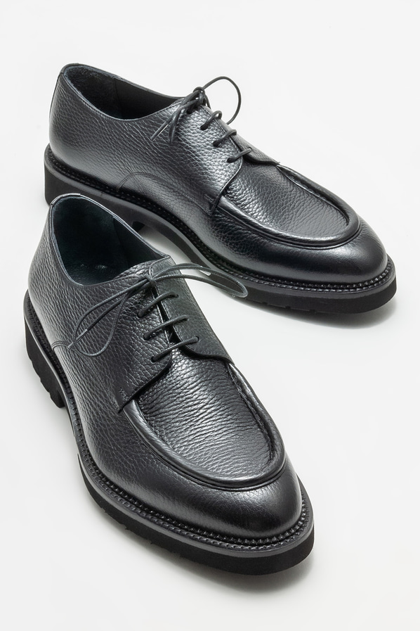 Siyah deri erkek klasik ayakkabı - Elle Shoes