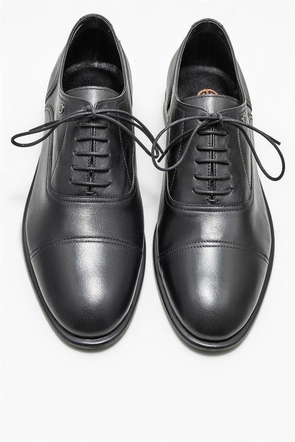 Siyah deri erkek klasik ayakkabı - Elle Shoes