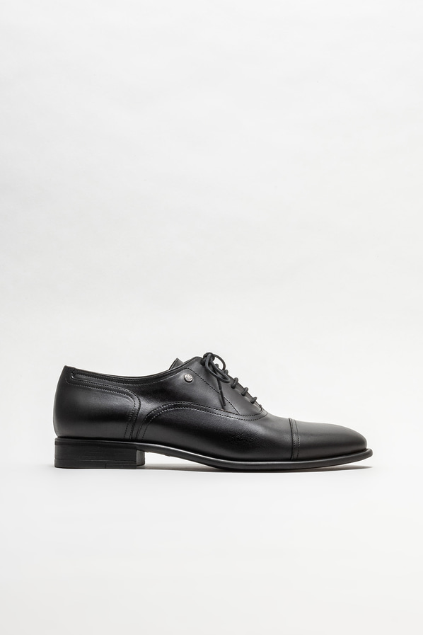 Siyah deri erkek klasik ayakkabı - Elle Shoes