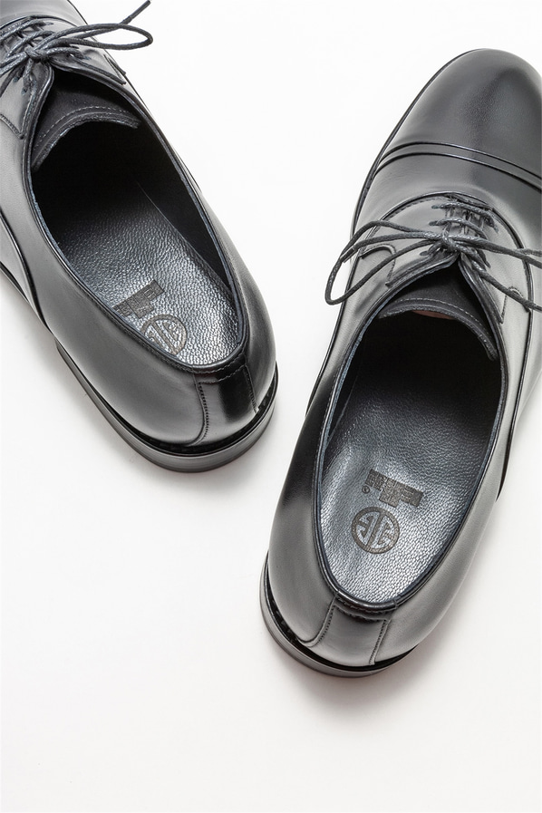 Siyah deri erkek klasik ayakkabı - Elle Shoes