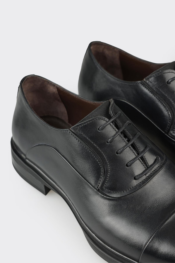 Siyah deri erkek klasik ayakkabı - Elle Shoes