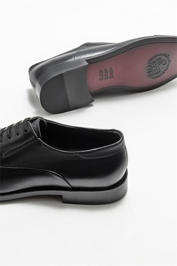 Siyah deri erkek klasik ayakkabı - Elle Shoes