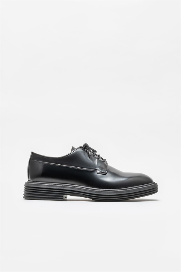 Siyah deri erkek klasik ayakkabı - Elle Shoes