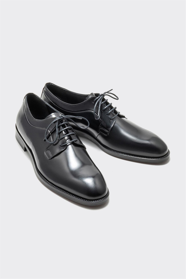 Siyah deri erkek klasik ayakkabı - Elle Shoes