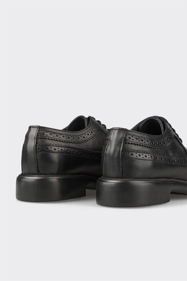 Siyah deri erkek klasik ayakkabı - Elle Shoes