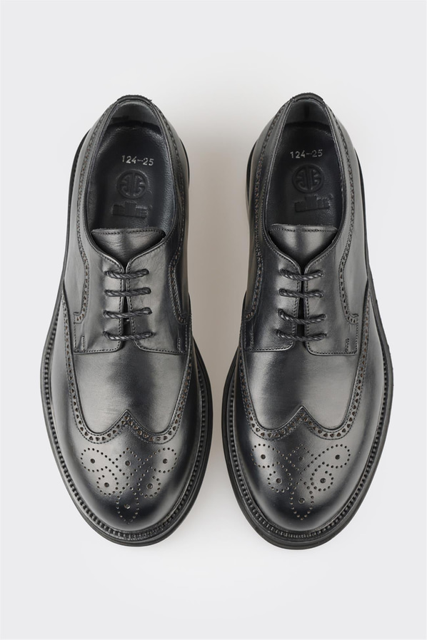 Siyah deri erkek klasik ayakkabı, rahat kullanım için - Elle Shoes