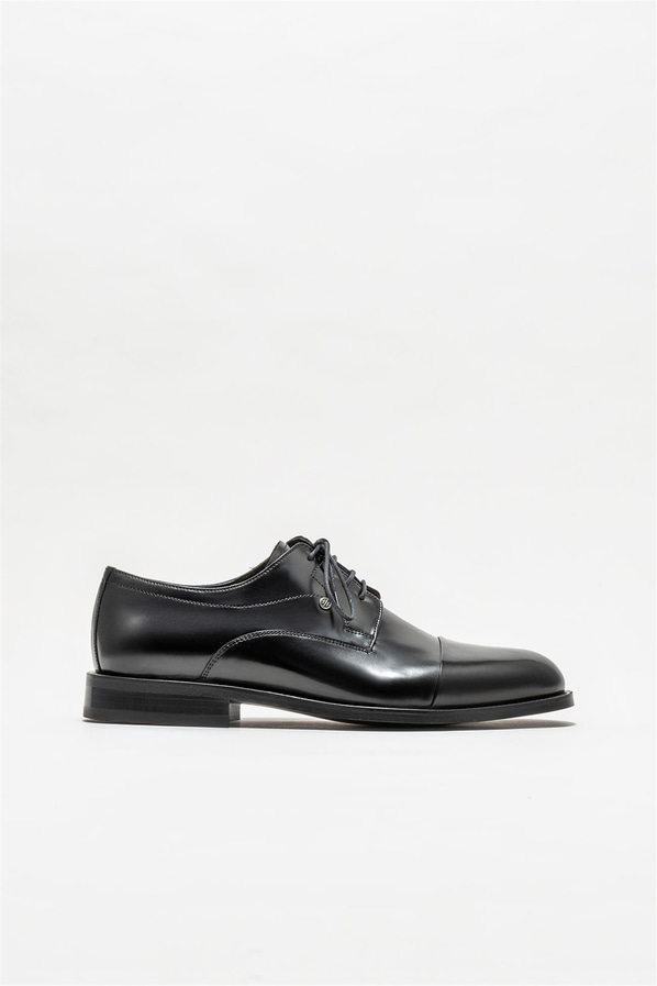 Siyah deri erkek klasik ayakkabı - Elle Shoes