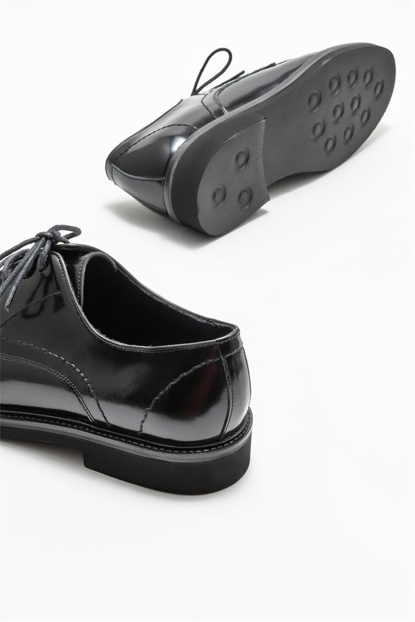 Siyah deri erkek klasik ayakkabı - Elle Shoes