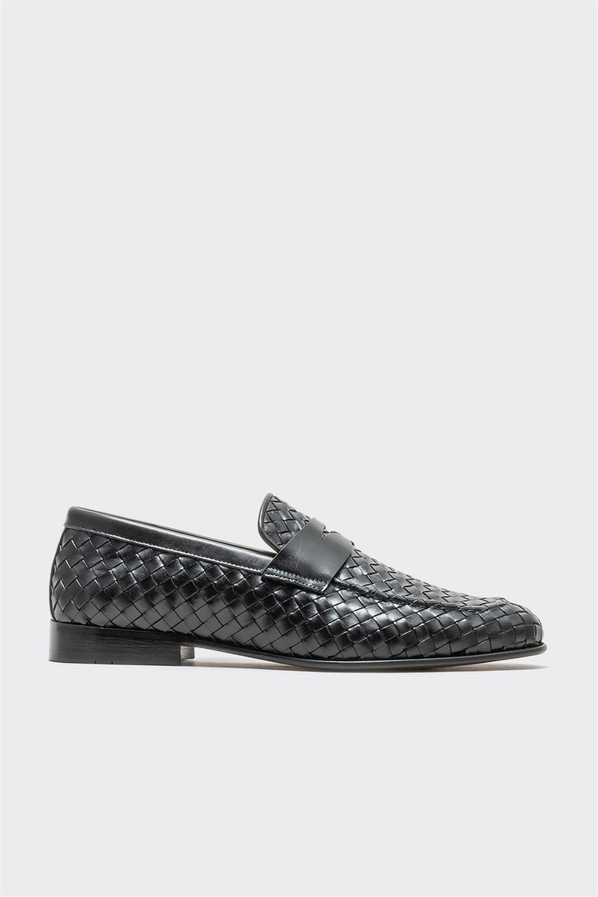 Siyah deri erkek klasik ayakkabı - Elle Shoes