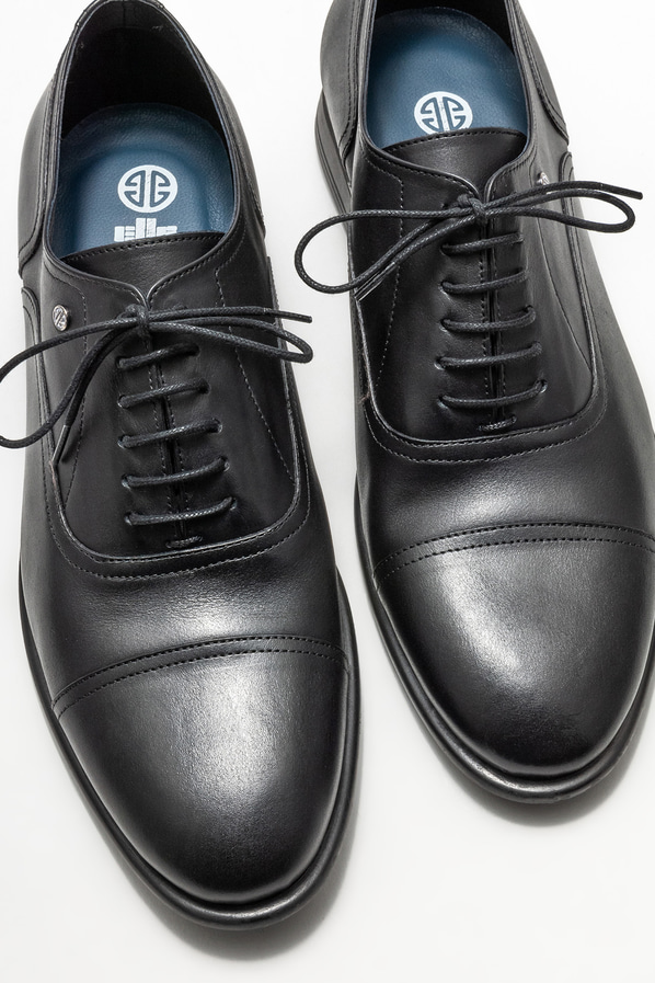 Siyah deri erkek klasik ayakkabı - Elle Shoes