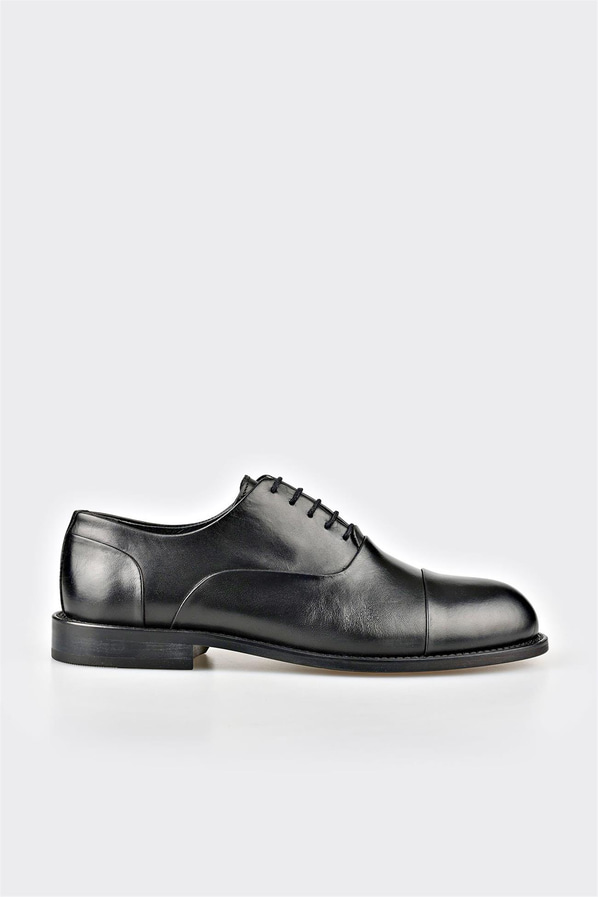Siyah deri erkek klasik ayakkabı - Elle Shoes