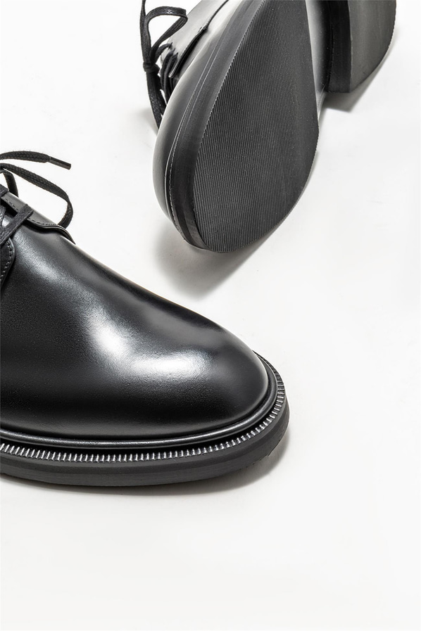 Siyah deri erkek klasik ayakkabı - Elle Shoes
