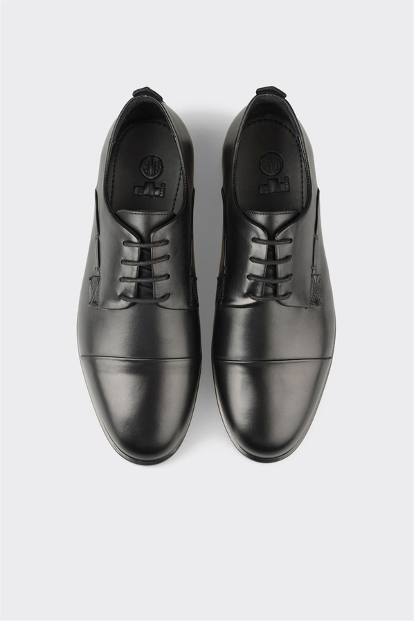 Siyah deri erkek klasik ayakkabı - Elle Shoes
