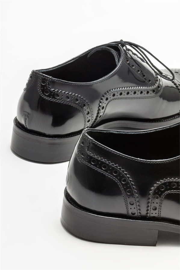 Siyah deri erkek klasik ayakkabı - Elle Shoes