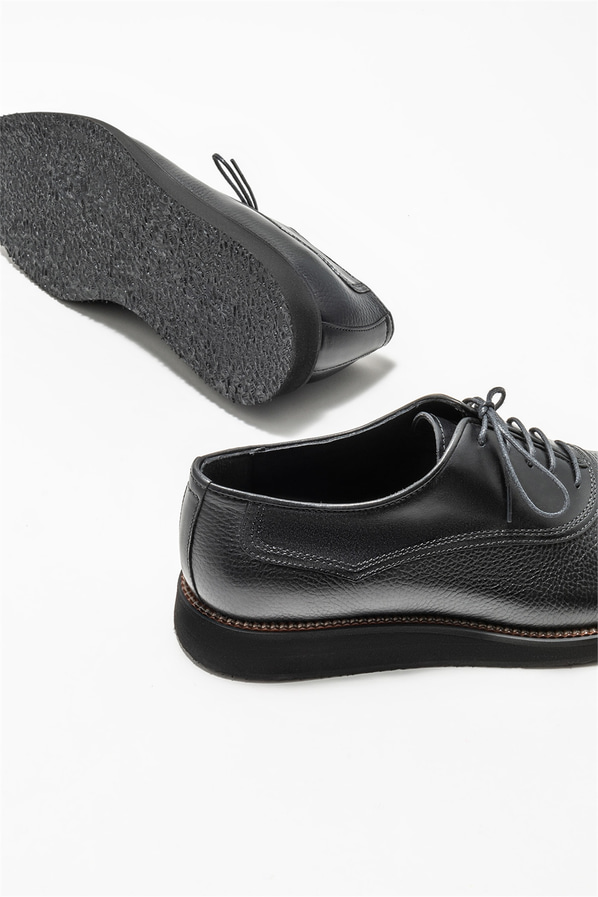Siyah deri erkek klasik ayakkabı - Elle Shoes