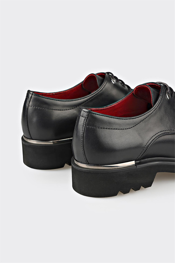 Siyah deri erkek klasik ayakkabı - Elle Shoes