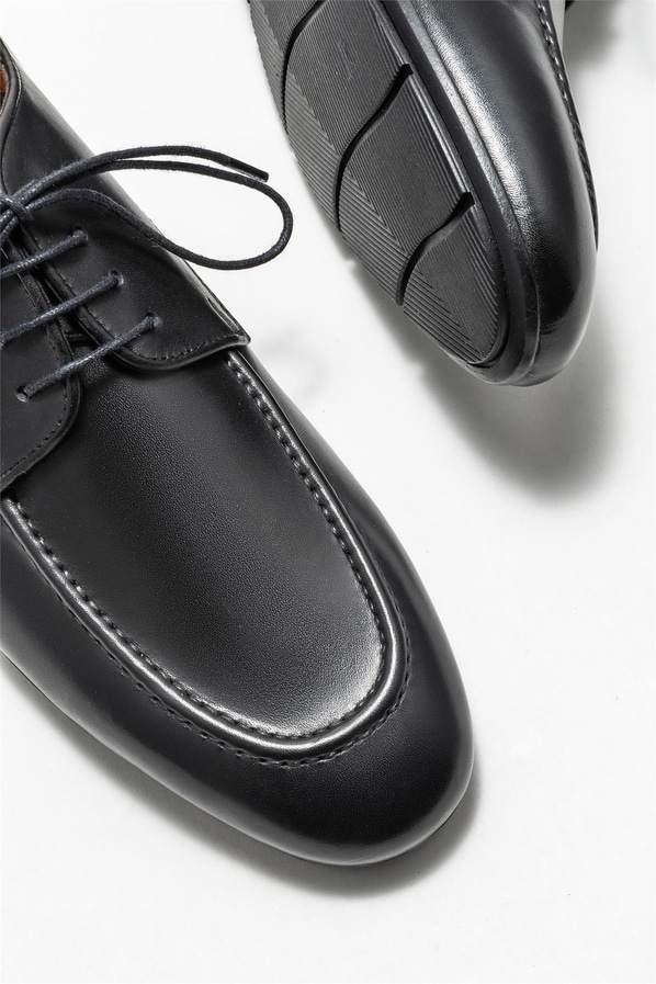 Siyah deri erkek klasik ayakkabı - Elle Shoes