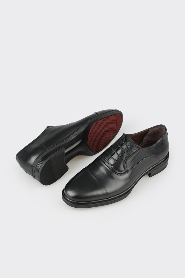 Siyah deri erkek klasik ayakkabı - Elle Shoes