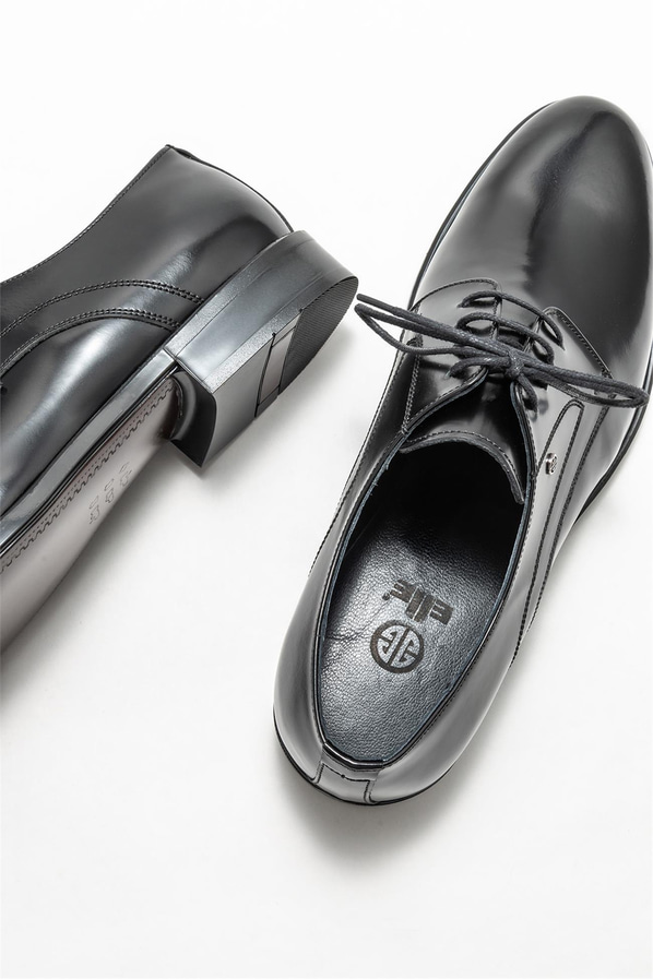 Siyah deri erkek klasik ayakkabı - Elle Shoes