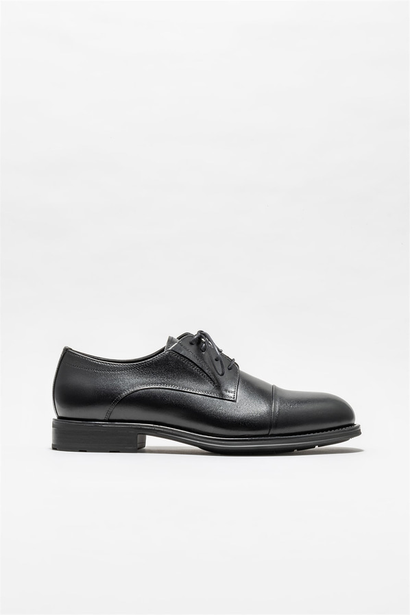 Siyah deri erkek klasik ayakkabı - Elle Shoes