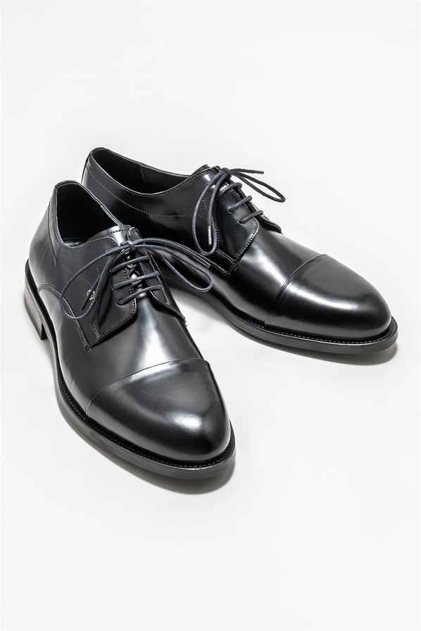 Siyah deri erkek klasik ayakkabı - Elle Shoes