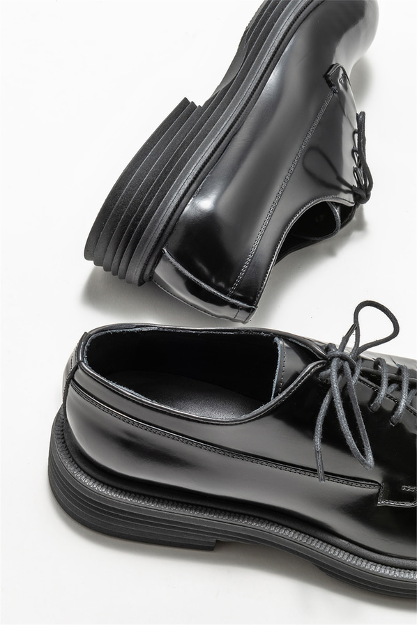 Siyah deri erkek klasik ayakkabı - Elle Shoes