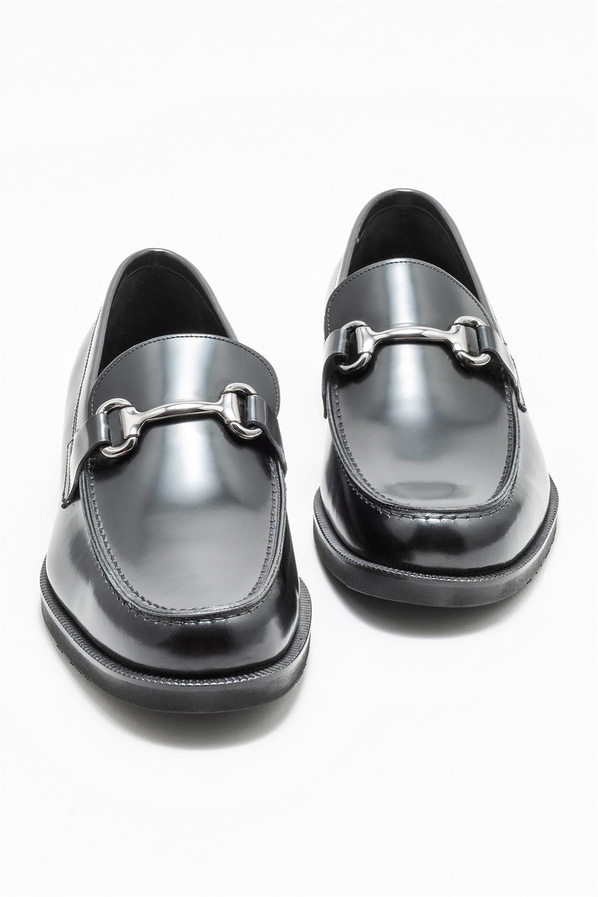 Siyah deri erkek klasik ayakkabı - Elle Shoes