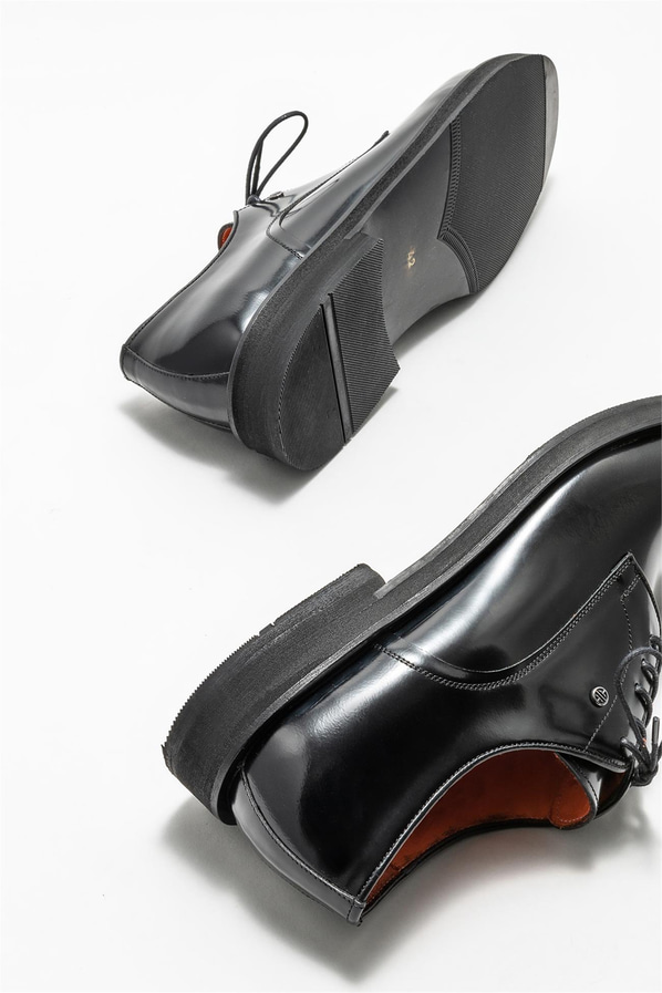 Siyah deri erkek klasik ayakkabı - Elle Shoes