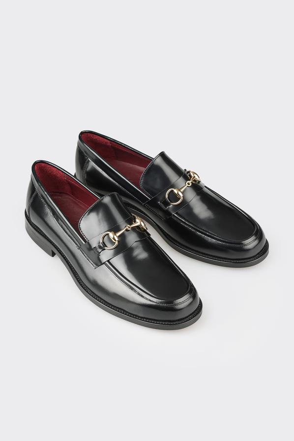 Siyah deri erkek loafer, klasik stil için - Elle Shoes