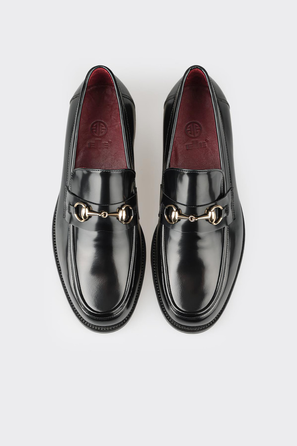 Siyah deri erkek loafer, klasik stil için - Elle Shoes