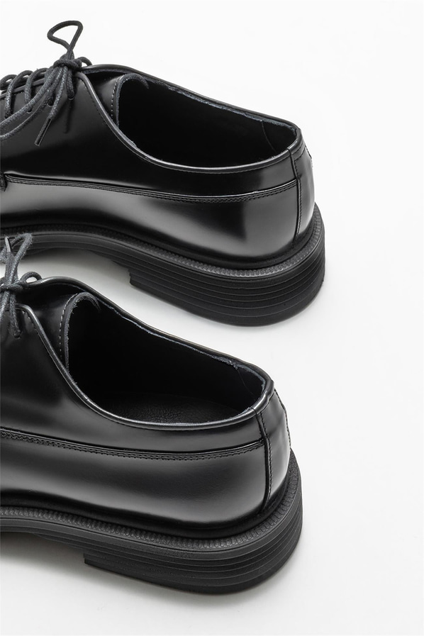 Siyah deri erkek klasik ayakkabı - Elle Shoes