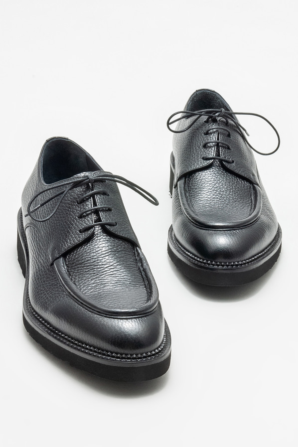 Siyah deri erkek klasik ayakkabı - Elle Shoes