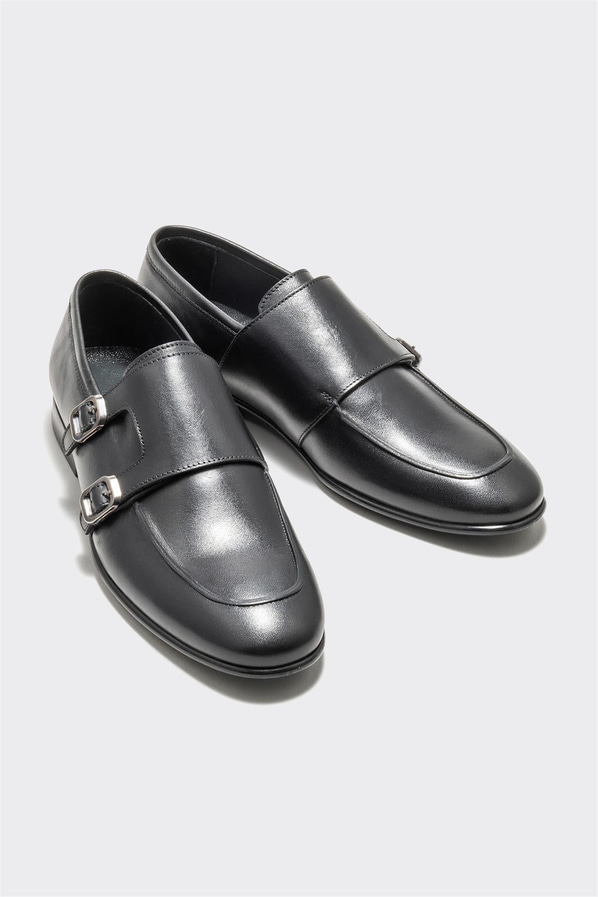 Siyah deri erkek klasik ayakkabı - Elle Shoes