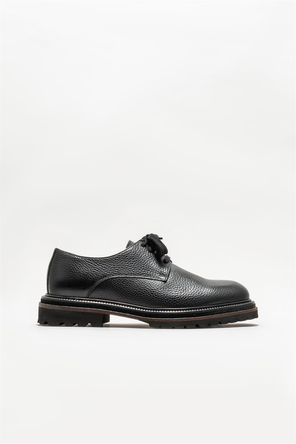 Siyah deri erkek klasik ayakkabı - Elle Shoes
