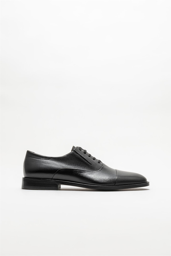 Siyah deri erkek klasik ayakkabı - Elle Shoes