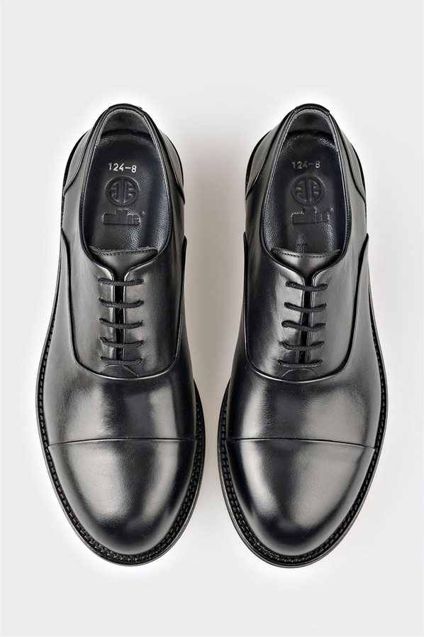Siyah deri erkek klasik ayakkabı - Elle Shoes