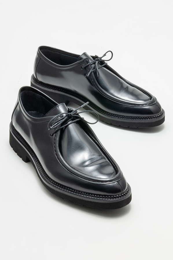 Siyah deri erkek klasik ayakkabı - Elle Shoes