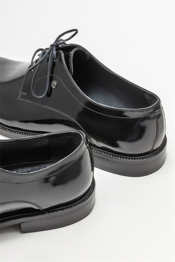 Siyah deri erkek klasik ayakkabı - Elle Shoes