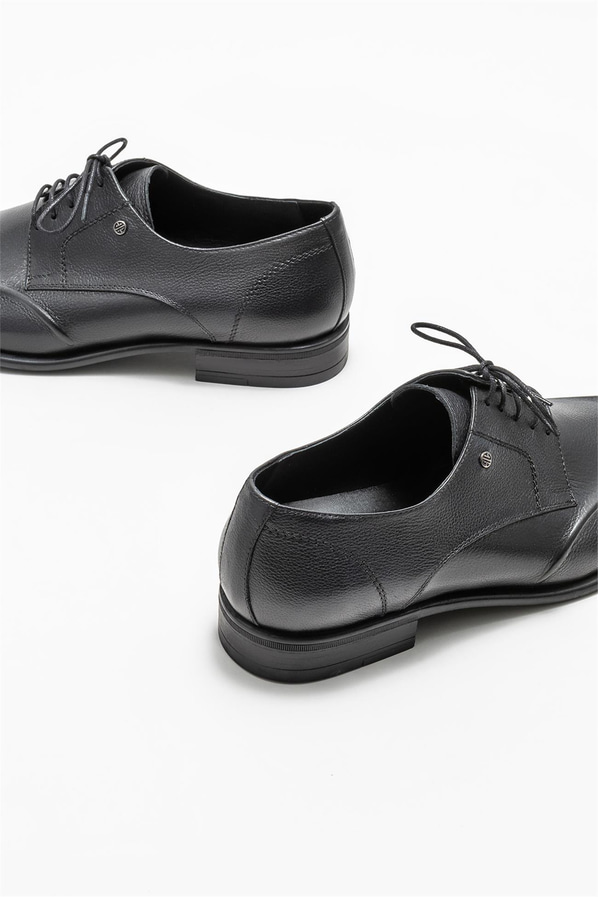 Siyah deri erkek klasik ayakkabı - Elle Shoes