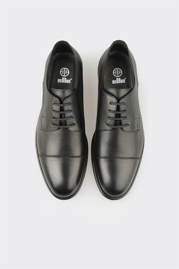 Siyah deri erkek klasik ayakkabı - Elle Shoes