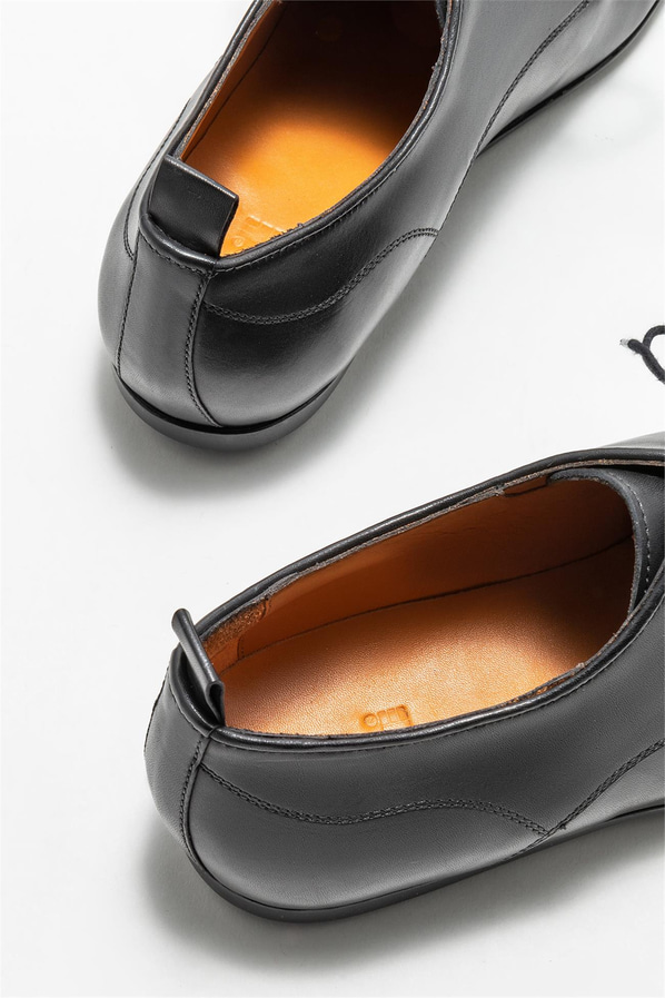 Siyah deri erkek klasik ayakkabı - Elle Shoes