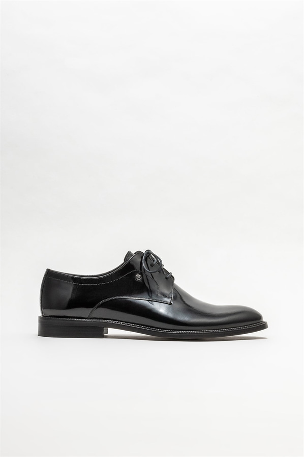 Siyah deri erkek klasik ayakkabı - Elle Shoes