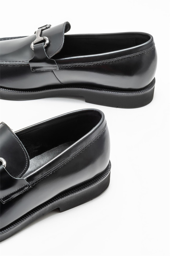 Siyah deri erkek klasik ayakkabı - Elle Shoes