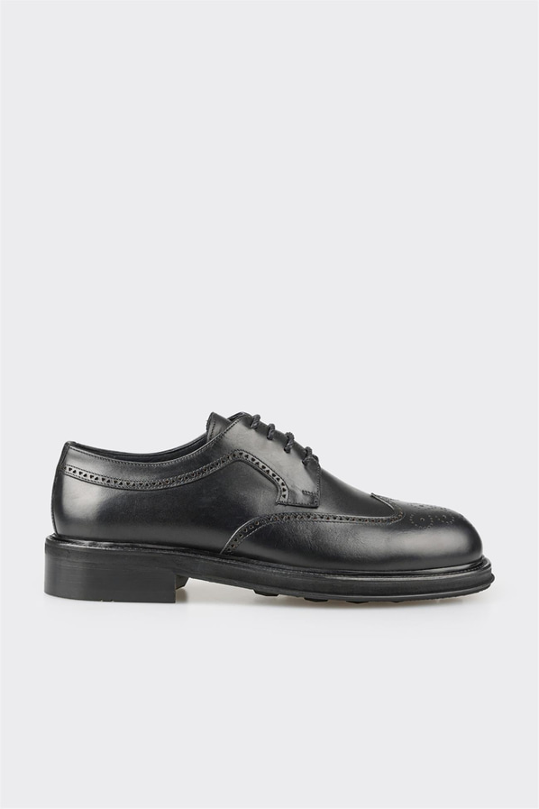 Siyah deri erkek klasik ayakkabı, rahat kullanım için - Elle Shoes