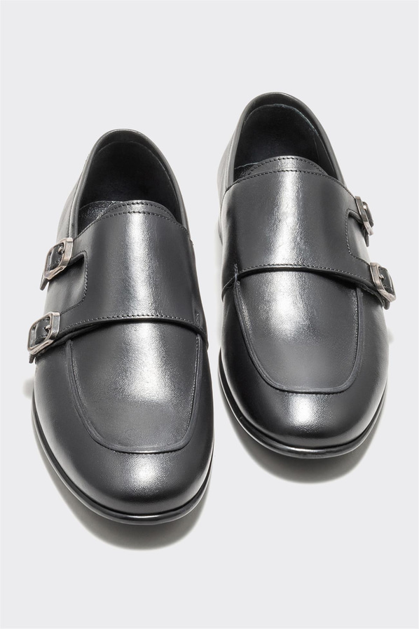 Siyah deri erkek klasik ayakkabı - Elle Shoes