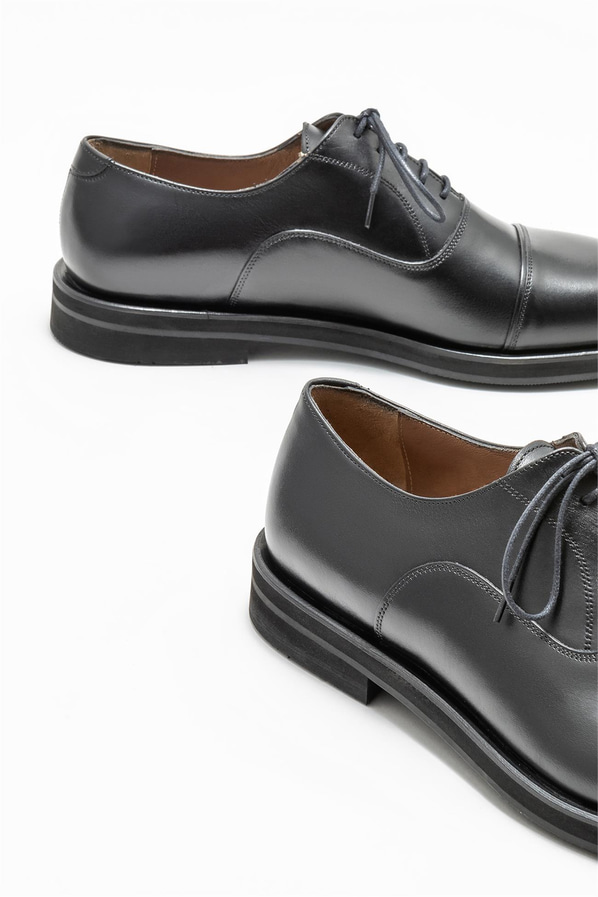Siyah deri erkek klasik ayakkabı - Elle Shoes
